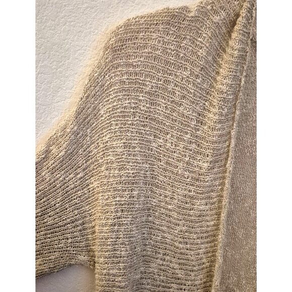 Eileen Fisher Tan Linen/Cotton Blend 3/4th Sleeve Open Front Cardigan Size L Euc - Picture 4 of 8